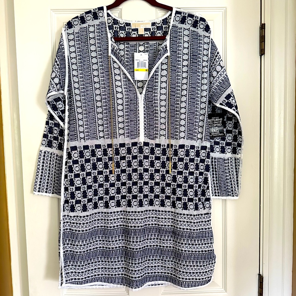 Fabulous mesh Michael Kors beach cover up with signature chain ties